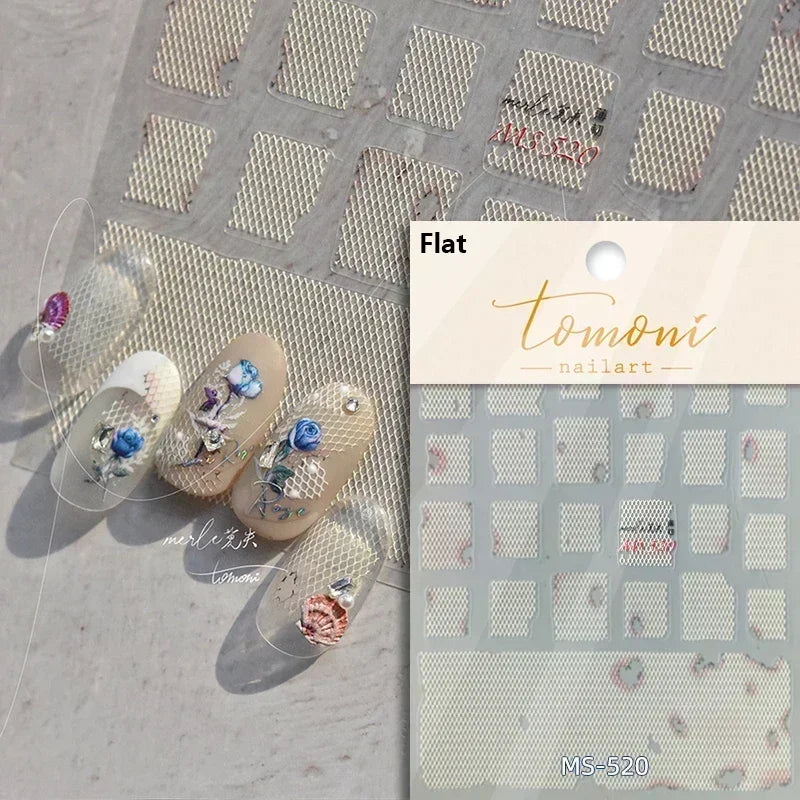 Geometric French Style Colorful Square Grid Rhombus Line Stripe Bowknot 3D Self Adhesive Nail Art Stickers Shiny Manicure Decals (ONLINE ORDER ONLY)