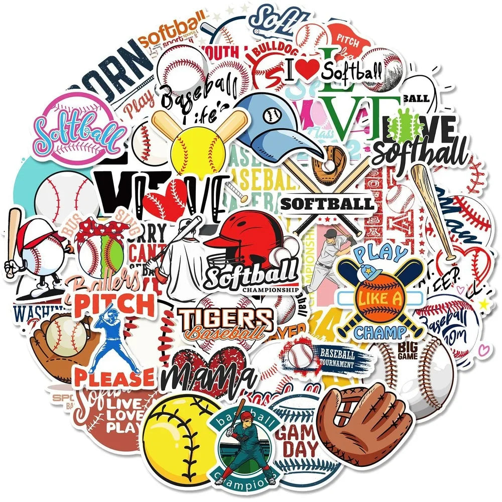10/25/50pcs Mixed Baseball and Softball Sticker Packs (ONLINE ORDER ONLY)