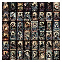 Cool Dark Cat Tarot Stickers - Waterproof Aesthetic Decals for Laptop, Phone, Car, Luggage, Kid Toy (10/30/60pcs) (Online Order Only)