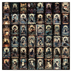 Cool Dark Cat Tarot Stickers - Waterproof Aesthetic Decals for Laptop, Phone, Car, Luggage, Kid Toy (10/30/60pcs) (Online Order Only)