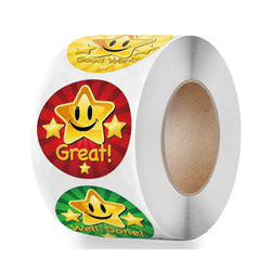 50-500pcs Reward Stickers Roll Kids Sticker Scrapbooking Star 25mm 3D Cartoon Multicolor Funny Toys For Children Stickers (Online Order Only)