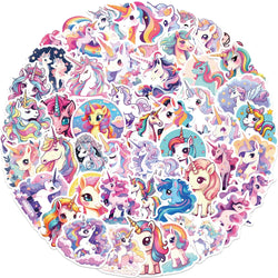 50pcs Cartoon Cute Rainbow Unicorn Stickers Pack for Scrapbooking Laptop Travel Luggage Laptop Wall Car Decoration Decal (ONLINE ORDER ONLY)