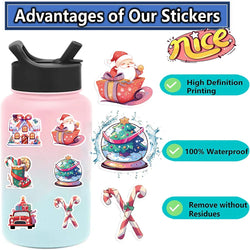 10/30/50PCS Cute Christmas Cartoon Stickers Santa Claus Decals Toys DIY Skateboard Fridge Phone Funny Waterproof Graffiti Gift (ONLINE ORDER ONLY)