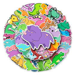 50Pcs Dinosaur Cartoon Waterproof Vinyl Stickers for Skateboard Snowboard (Online Order Only)