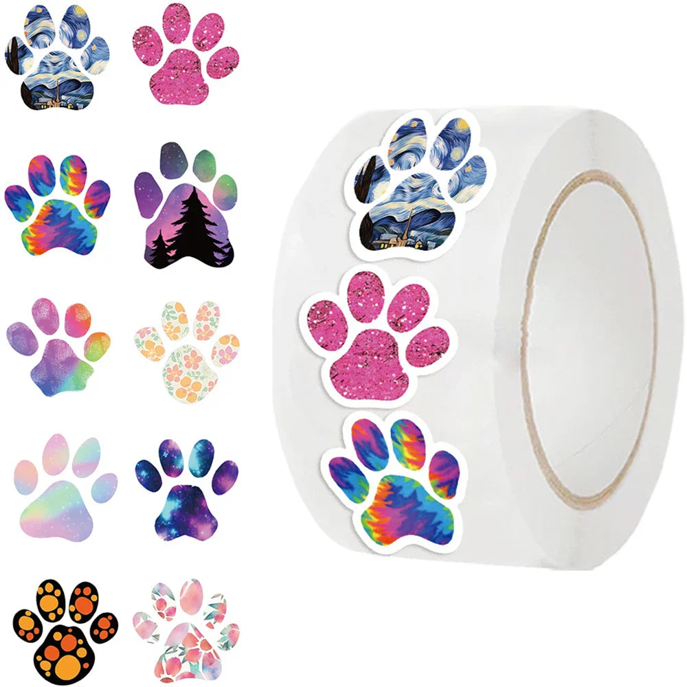 100-500pcs Creative Dog Paw Stickers Children Learning Reward Stationery Sticker Fashion Office School Decoration Seal Stickers (ONLINE ORDER ONLY)