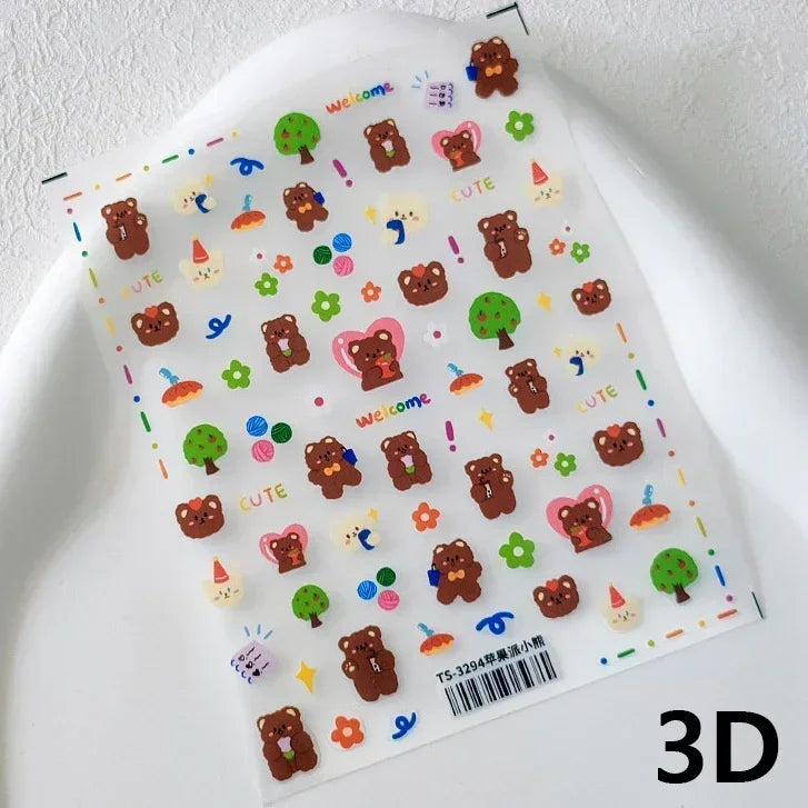 Cookies Chocolate Love Heart Flower Bowknot Rabbit Bunny Lace Bear Star Bouquet Rabbit Adhesive Nail Art Sticker Manicure Decal (ONLINE ORDER ONLY)