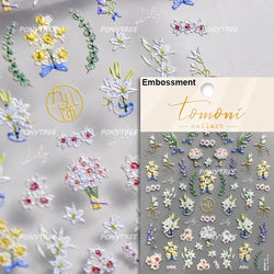 Chic Wild Flower Oil Painting Small Variegated Daisy Peach Blossom Lavender Petal Adhesive Nail Art Stickers Manicure Decals (Online Order Only)