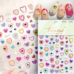 Black Silver Bowknot Love Heart Lace Irregular Line Lava Chic Self Adhesive Nail Art Stickers Embossed Reliefs Manicure Decals (Online Order Only)