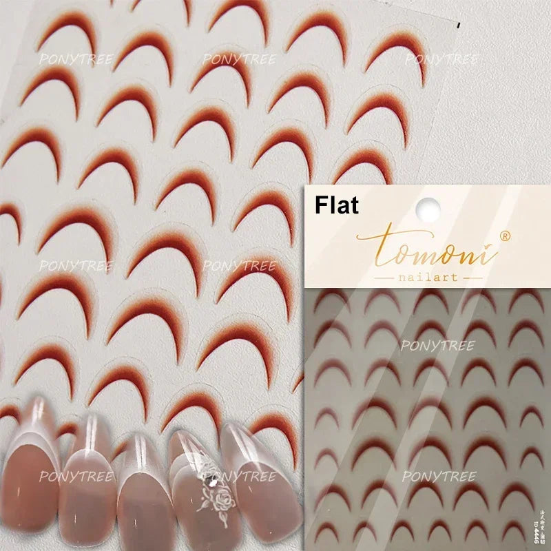 French Romantic Tassel Crescent Moon Laser Charming Gold Silver Arc Self Adhesive Nail Art Stickers Hot Stamping Manicure Decals (Online Order Only)