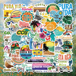 50PCS Costa Rica Travel Stickers Pura Vida Decals for Laptop, Skateboard, Guitar (Online Order Only)