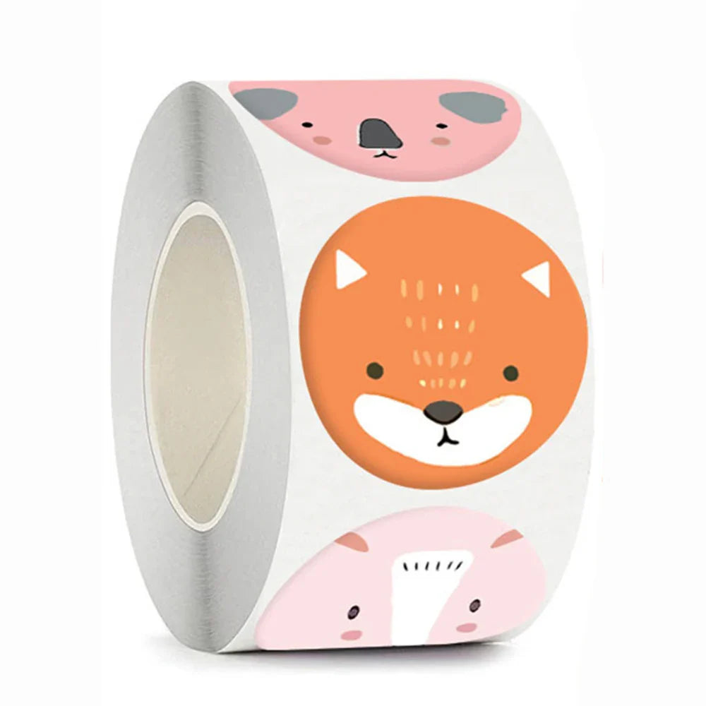 100-500pcs Cute Sticker for Kids Animals Face Reward Sticker for Classroom Teacher Supplies Motivational Scrapbooking (ONLINE ORDER ONLY)