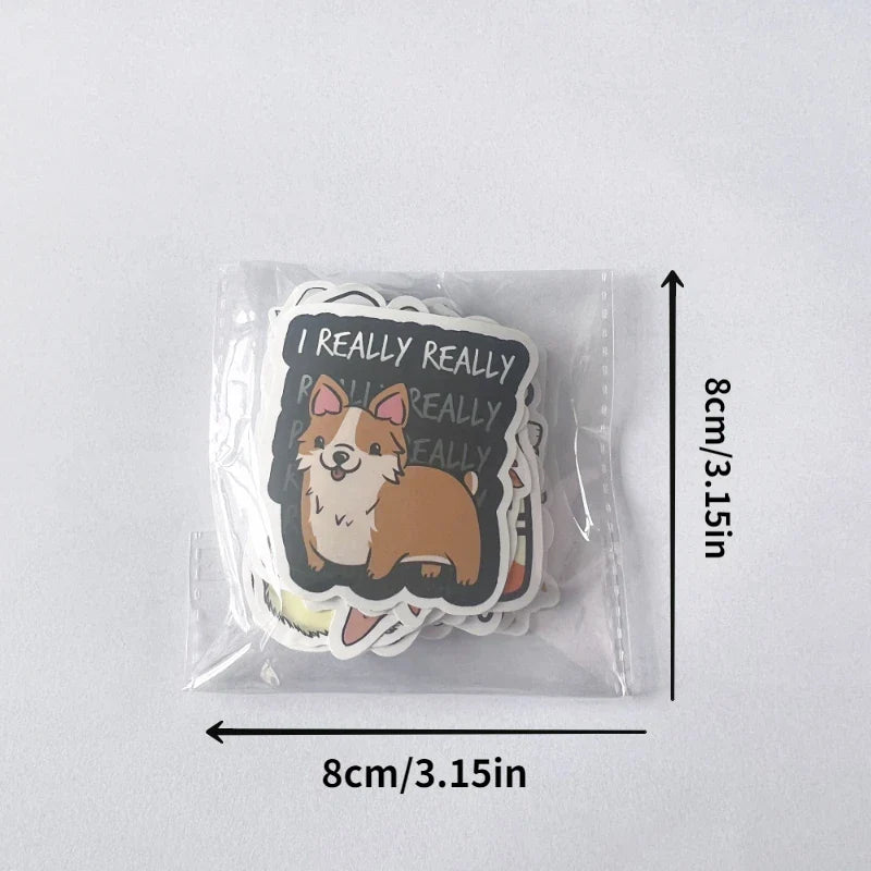 50 pcs/pack Kawaii Corgi Waterproof PVC Journal Decorative Stationery Craft Stickers Scrapbooking DIY Diary Album Stick Label (ONLINE ORDER ONLY)