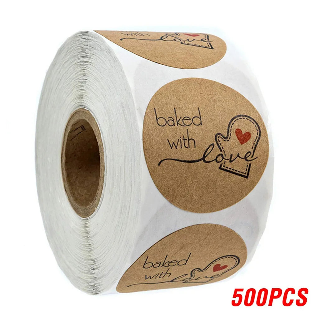 100-500pcs Round Natural Kraft Sticker Seal Labes Hand Made With Love Sticker Paper Scrapbooking Stationery Sticker (ONLINE ORDER ONLY)