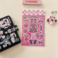 New Ins Cute Devil Bunny Girl Stickers Diary Scrapbooking DIY Album Decoration Sticker Aesthetic Personalized Kawaii Stationery (ONLINE ORDER ONLY)