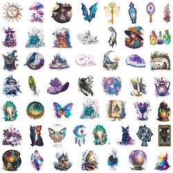 10/30/50pcs Cool Gothic Magic Witch Aesthetic Stickers Horror Goth Decorative Graffiti Luggage Car Wall Sticker Decals Kid Toy (ONLINE ORDER ONLY)