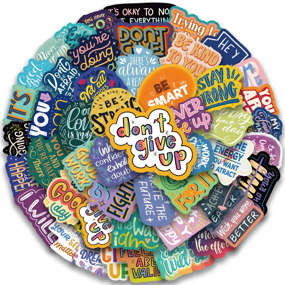 50Pcs Inspirational Stickers for Laptop, Phone, Luggage, Skateboard, Kids Gift (Online Order Only)