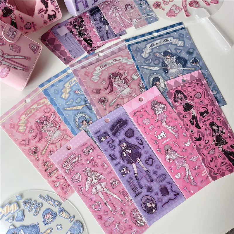 Ins Sweet Cool Sisters Girl Stickers Diary Scrapbooking DIY Album Decoration Sticker Aesthetic Personalized Kawaii Stationery (Online Order Only)