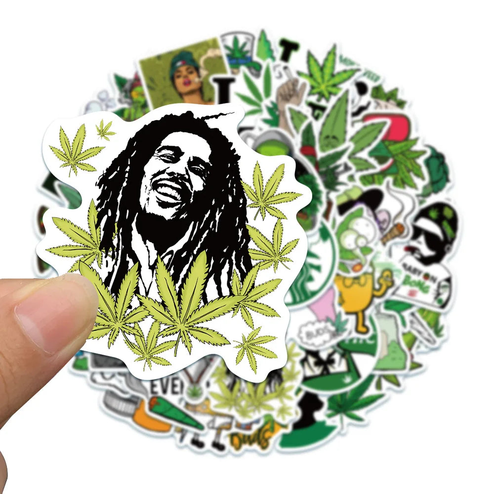 50/100pcs Waterproof Graffiti Stickers for Kids, Bike, Luggage, Guitar, Weed Leaf Decals (Online Order Only)