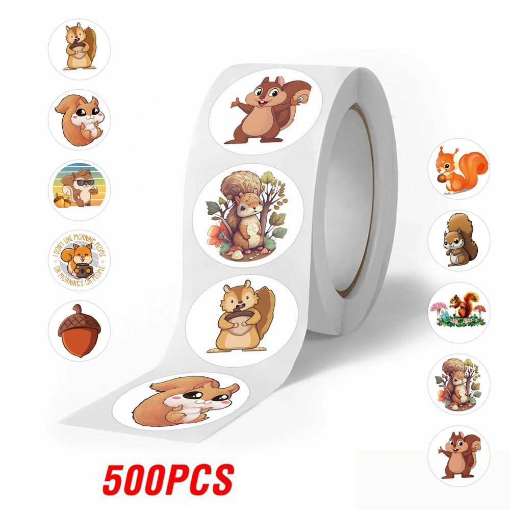 100-500pcs Cute Animal Squirrel Stickers Packs Laptop Phone Case Scrapbook Notebook Reward Sticker Decal for Kid Gift Toy (ONLINE ORDER ONLY)