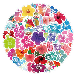 10/60pcs Hibiscus Flower Sticker Hawaii Hibiscus graffiti Stickers for DIY Luggage Laptop Skateboard Motorcycle Bicycle Stickers (Online Order Only)
