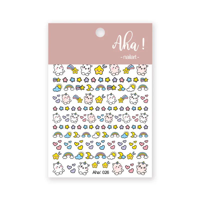 1pc Cute White Cloud Nail Stickers Ultra Thin Nail Art Stickers Self Adhesive Decals Star Moon/Flower/Clouds Kawaii Nail Decals (Online Order Only)