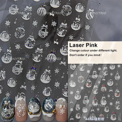 Crystal Ball Santa Claus Snowman Bowknot Red Christmas Tree Bell Socks Self Adhesive Nail Art Stickers Snowflake Manicure Decals (ONLINE ORDER ONLY)