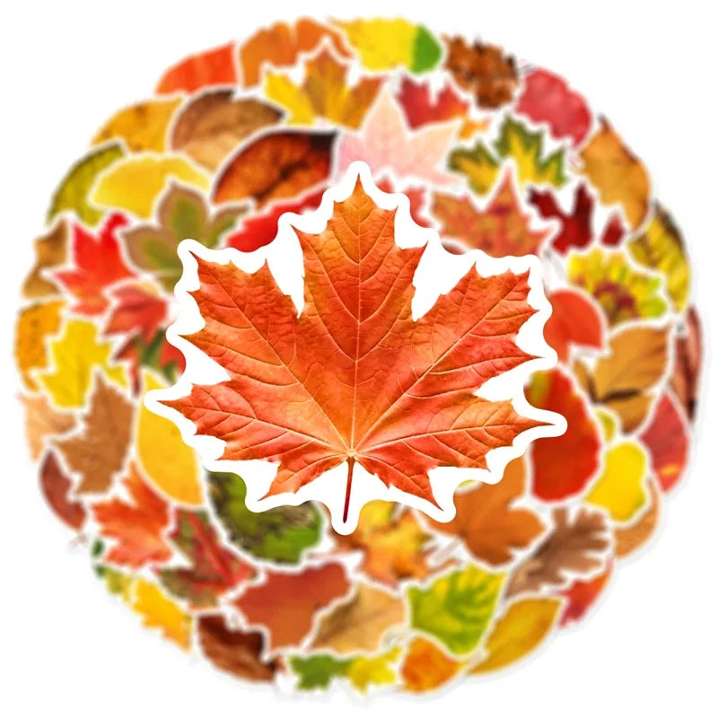 10/30/60PCS Fallen Leaves PVC Sticker Aesthetic Children's Decoration Scrapbooking Sketchbook Korean Stationery School Supplies (Online Order Only)