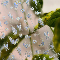 Pretty White Butterfly Flower Wreath Love Heart Crown Corsage Corolla Garland Delicate Adhesive Nail Art Sticker Manicure Decals (ONLINE ORDER ONLY)