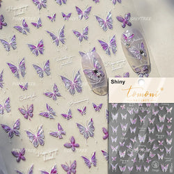 Butterfly Flower Hollow Out Lace Delicate Floral Print Shiny Cloth Block Insect Self Adhesive Nail Art Stickers Manicure Decals (Online Order Only)