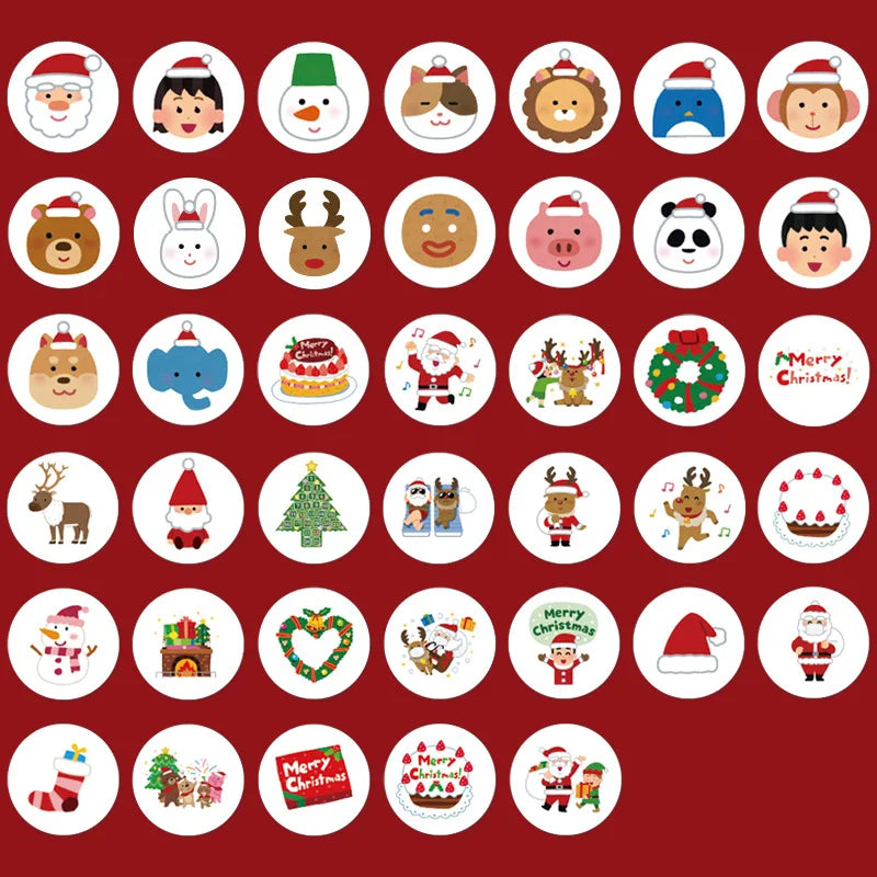 100-500pcs Merry Christmas Holiday Decoration Sticker 2.5cm Party Gift Baking Seal Sticker Invitation Letter Envelope Sticker (ONLINE ORDER ONLY)