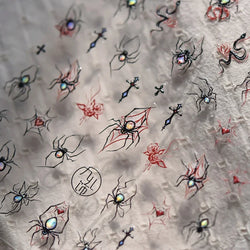 Cat Eye Halloween Terror Spider Cross Rose Love Heart Flower Snake Web Candy Bunny Thrilling Nail Art Stickers Manicure Decals (Online Order Only)