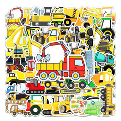50Pcs Engineering Vehicle Cartoon Waterproof Vinyl Stickers (Online Order Only)