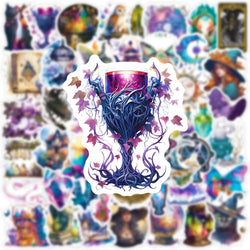 10/30/50pcs Cool Gothic Magic Witch Aesthetic Stickers Horror Goth Decorative Graffiti Luggage Car Wall Sticker Decals Kid Toy (ONLINE ORDER ONLY)