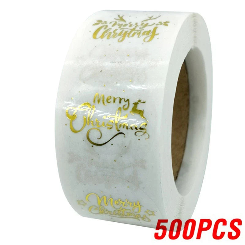 Rose Gold Merry Christmas Stickers Scrapbook 1inch 100-500pcs Sealing Label Stickers For Party DIY Packaging Stationery Stickers (ONLINE ORDER ONLY)