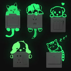 Stars Sticker Cat Sticker Glow in the Dark Luminous Decoration Cartoon Moon Fairy Kid Room Fluorescent Switch Sticker Home Decor (Online Order Only)