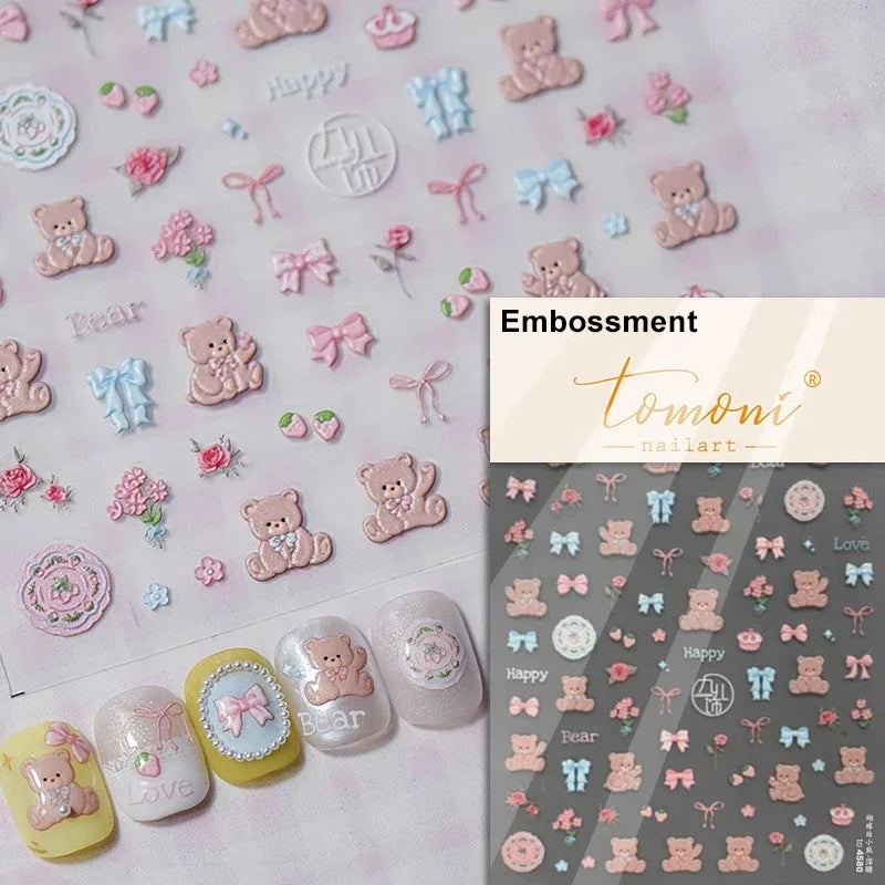 Cookies Chocolate Love Heart Flower Bowknot Rabbit Bunny Lace Bear Star Bouquet Rabbit Adhesive Nail Art Sticker Manicure Decal (ONLINE ORDER ONLY)