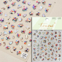 Pale Flower Bouquet Label Bowknot Stationery Sunflower Daisy Leaf 3D Self Adhesive Nail Art Stickers Rhinestone Manicure Decals (Online Order Only)