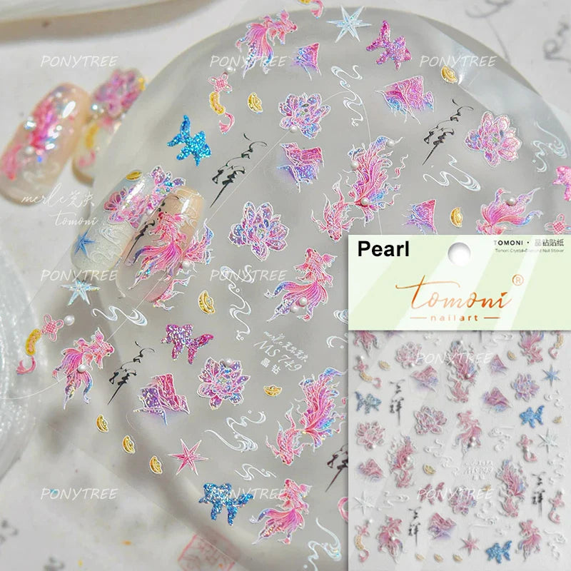 Deep Sea Animal Fish Shoal of Fish Whale Coral Dolphin Summer Beach Cute Jellyfish Bubble Bathyal Fauna Nail Art Stickers Decals (ONLINE ORDER ONLY)
