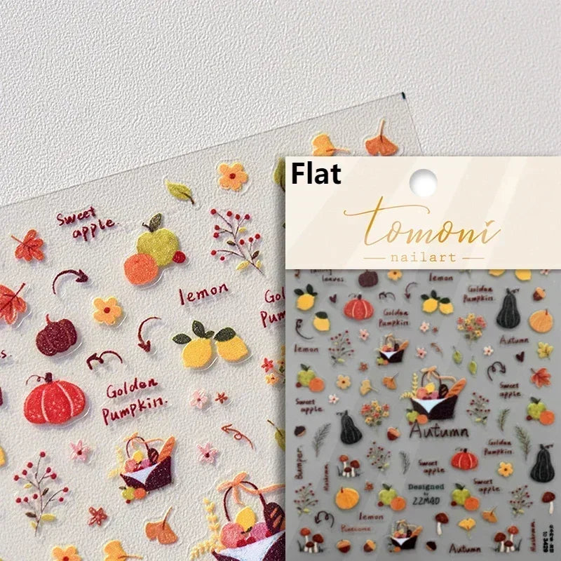 Charming Sunflower Rabbit Pumpkin Squirrel Pinecone Deciduous Produce Good Harvests Cookie Nail Art Sticker Decoration Decals (ONLINE ORDER ONLY)