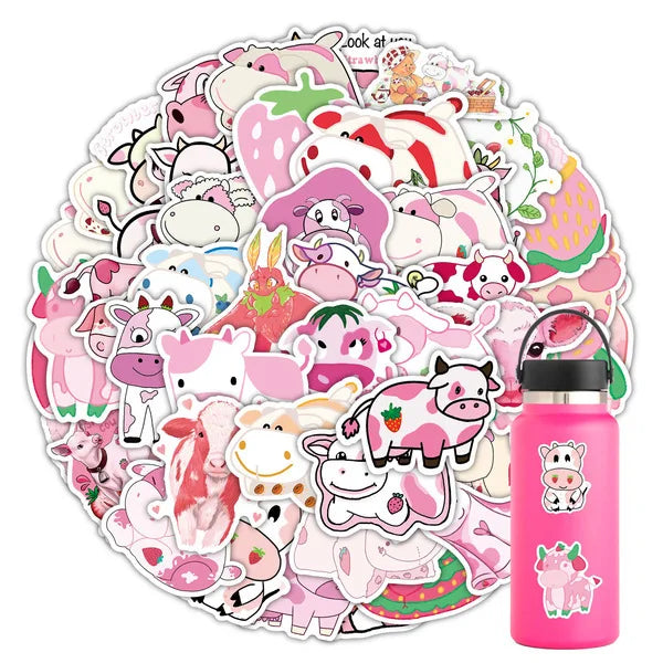 10/50/60PCS Milk Cow Sticker Laptop Stationery Scrapbook Cute Sticker Aesthetic Scrapbook Materials Craft Supplies Children (ONLINE ORDER ONLY)