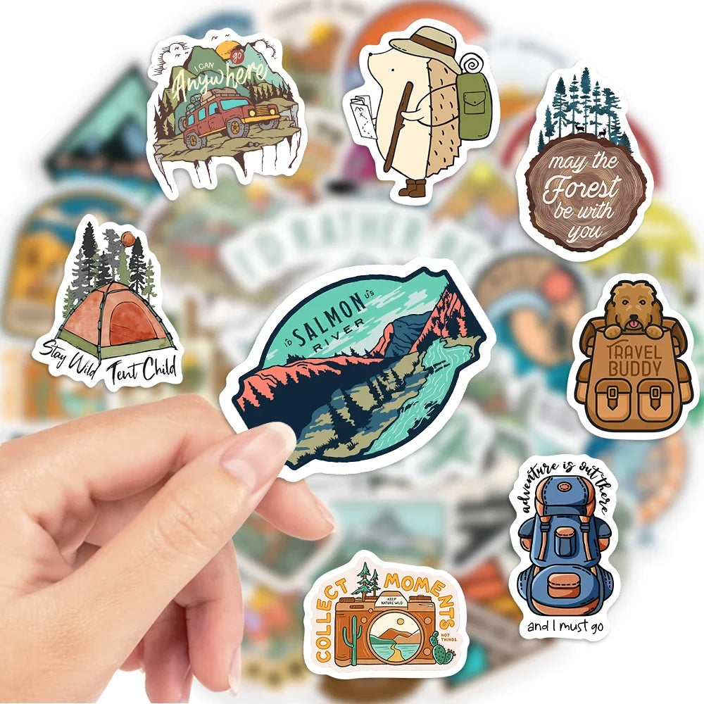 Outdoor Hiking Camping Stickers Forests Mountains DIY Toy Decorative Graffiti Decal for Phone Luggage Laptop Bottles Waterproof (ONLINE ORDER ONLY)