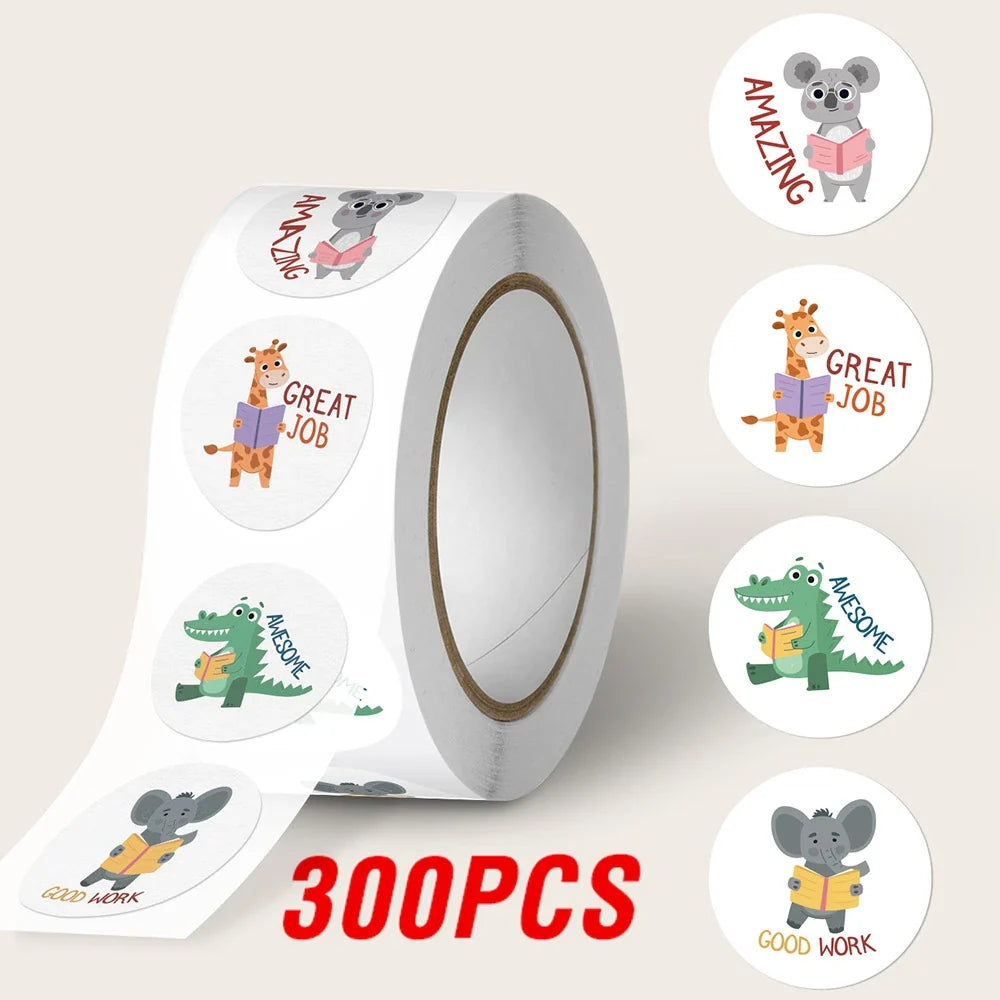 100-500pcs Cartoon Animal Sticker Reward Label Thank You Cute Game Sticker DIY Gift Sealing Label Decoration Supple (ONLINE ORDER ONLY)