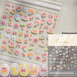 Colored Shiny Jelly Claw Paw Pudding Dessert Cherry Bowknot Cake Bow Tie Drink Food Love Heart Nail Art Sticker Manicure Decal (ONLINE ORDER ONLY)
