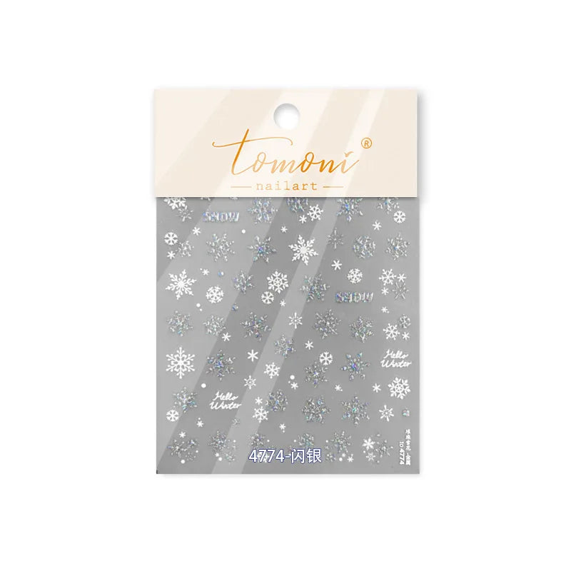 Shiny Pink Silver Hot Stamping Snow Adhesive Nail Art Sticker Snowflake Rhinestone Manicure Decal Nail Supplies for Professional (Online Order Only)
