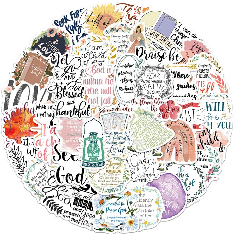 10/30/52PCS Jesus Bible Sticker Aesthetic Sketchbook PVC Laptop Diary Decoration Scrapbooking School Stationery Supply for Kids (Online Order Only)