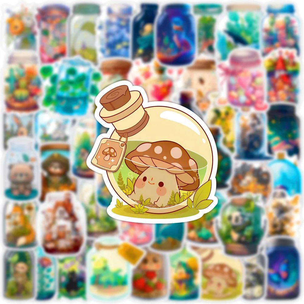 10/30/50PCS Ins Style Bottle World Stickers Cartoon Animal Cute Decals DIY Notebook Luggage Skateboard Car Graffiti Toy For Kids (ONLINE ORDER ONLY)