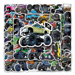 Monster Truck Race Cartoon Car Stickers for Kids - Laptop, Luggage, Skateboard Decals (10/30/50PCS) (ONLINE ORDER ONLY)