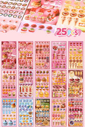 25 Pages Ins Retro Cute Food Cake Decorative Stickers Book Scrapbooking Phone Case DIY Journal Collage Material Sticker Gift (ONLINE ORDER ONLY)