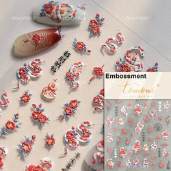 2025 God of Wealth Goldfish Koi Fish Lucky Cat Yuanbao Red Element Adhesive Nail Art Stickers Festival Atmosphere Manicure Decal (Online Order Only)