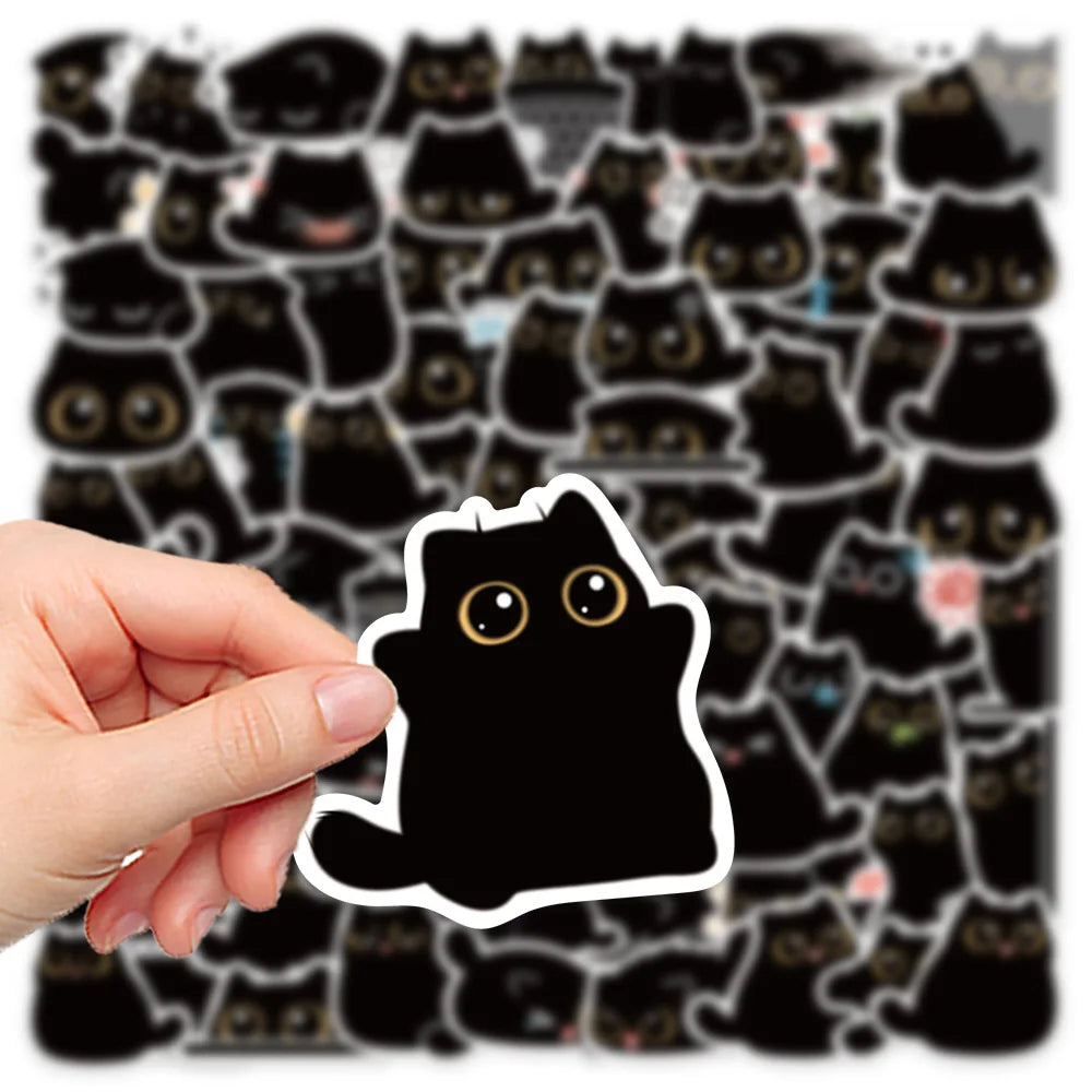 10/40/80PCS Cute Briquette Black Cat Stickers Kawaii Kitten Decals DIY Scrapbook Phone Laptop Suitcase Fridge Bike Kids Sticker (ONLINE ORDER ONLY)